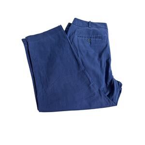 Talbots pants Navy Blue stretch cotton chino straight leg &  pockets Sz 12 Curvy